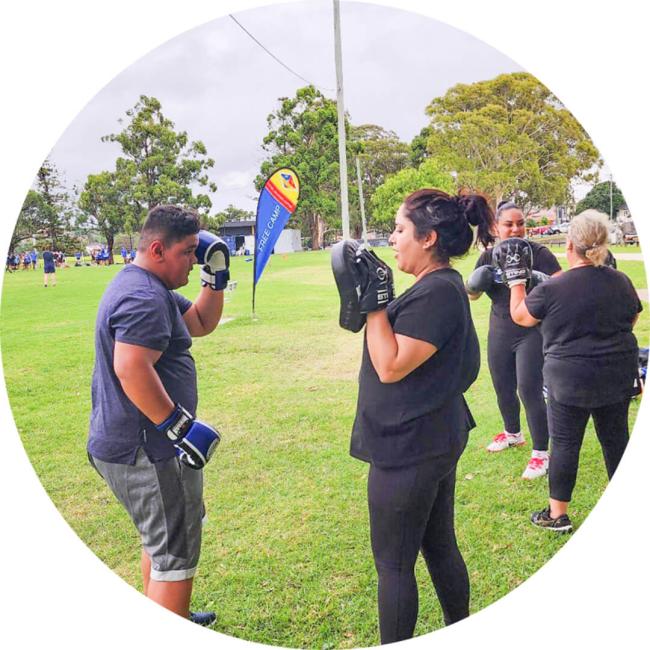 A group boxing training